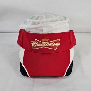 Vtg Budweiser NASCAR Kevin Harvick 29 Racing Visor Hat Red  Black Adjustable
